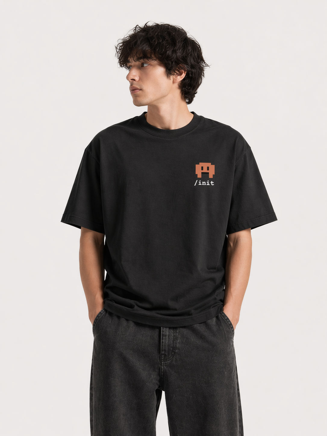 /init Black Unisex Oversized T-Shirt