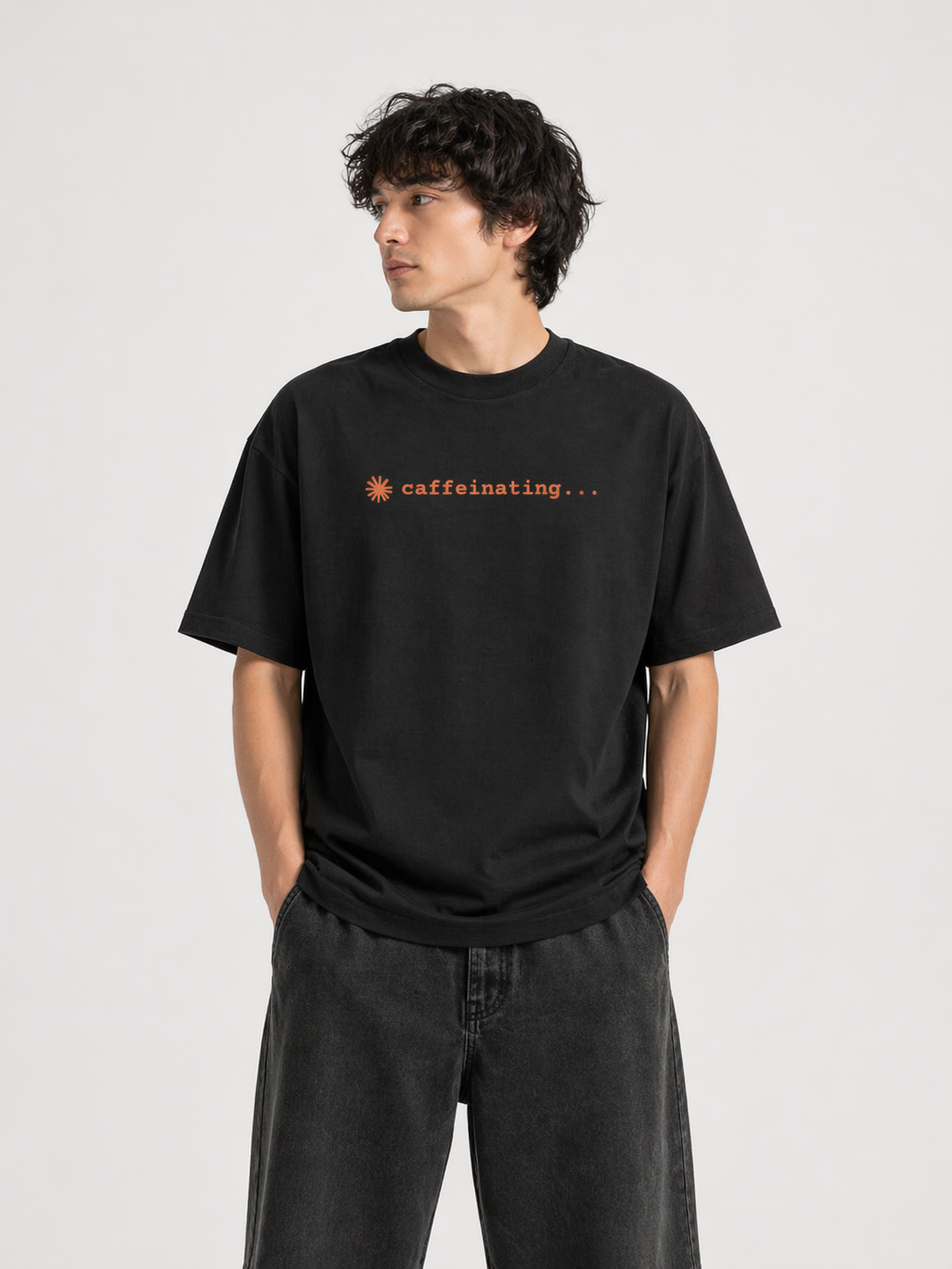 Caffeinating Black Unisex Oversized T-shirt