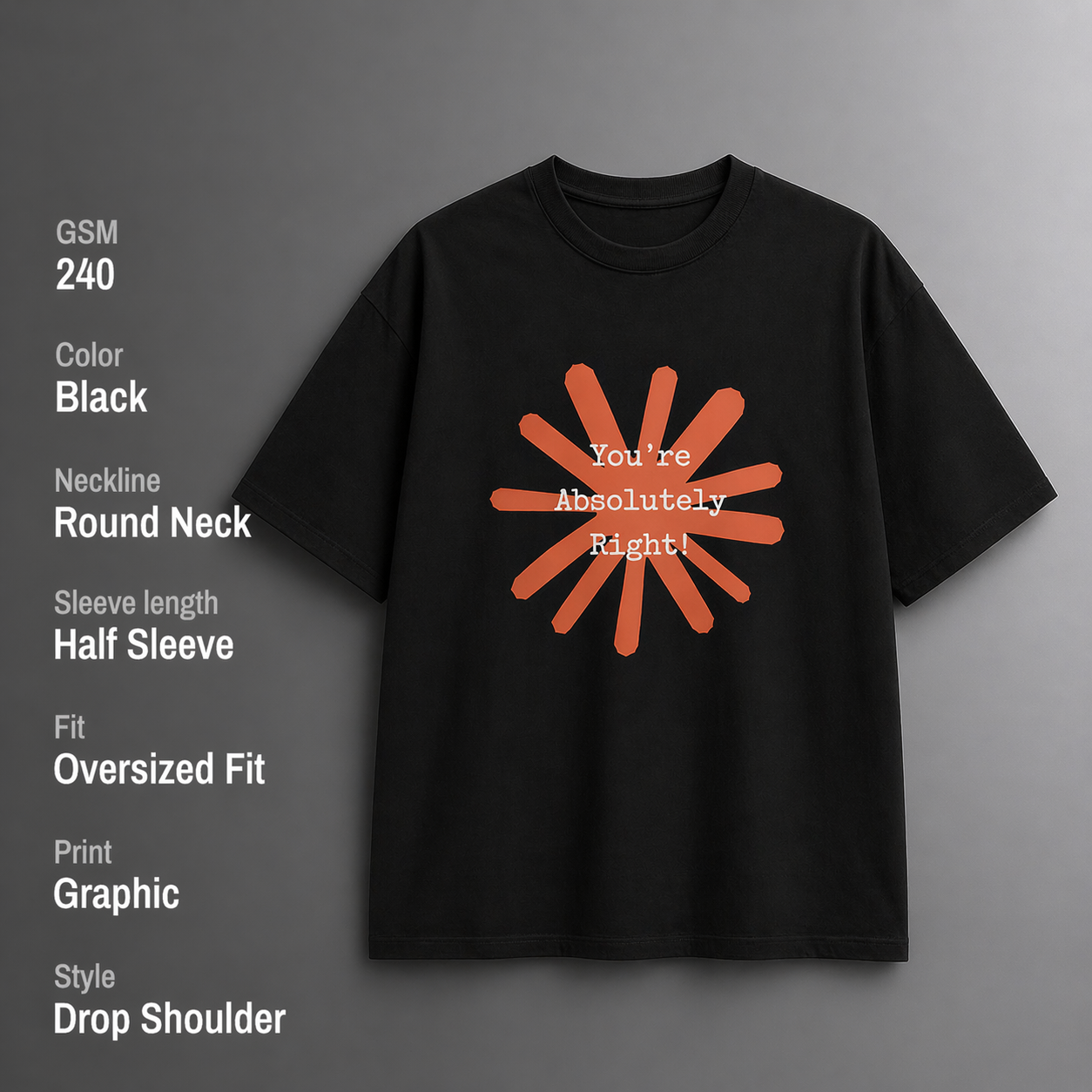 Gen AI Black Oversized Classic T-Shirt